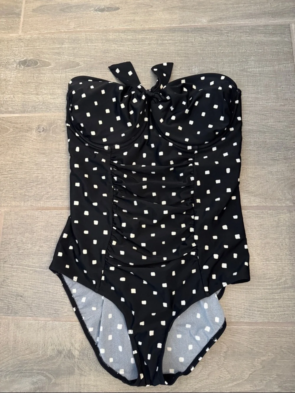 Christina Black and White Polka Dot One-Piece Swimsuit - Picture 3 of 9
